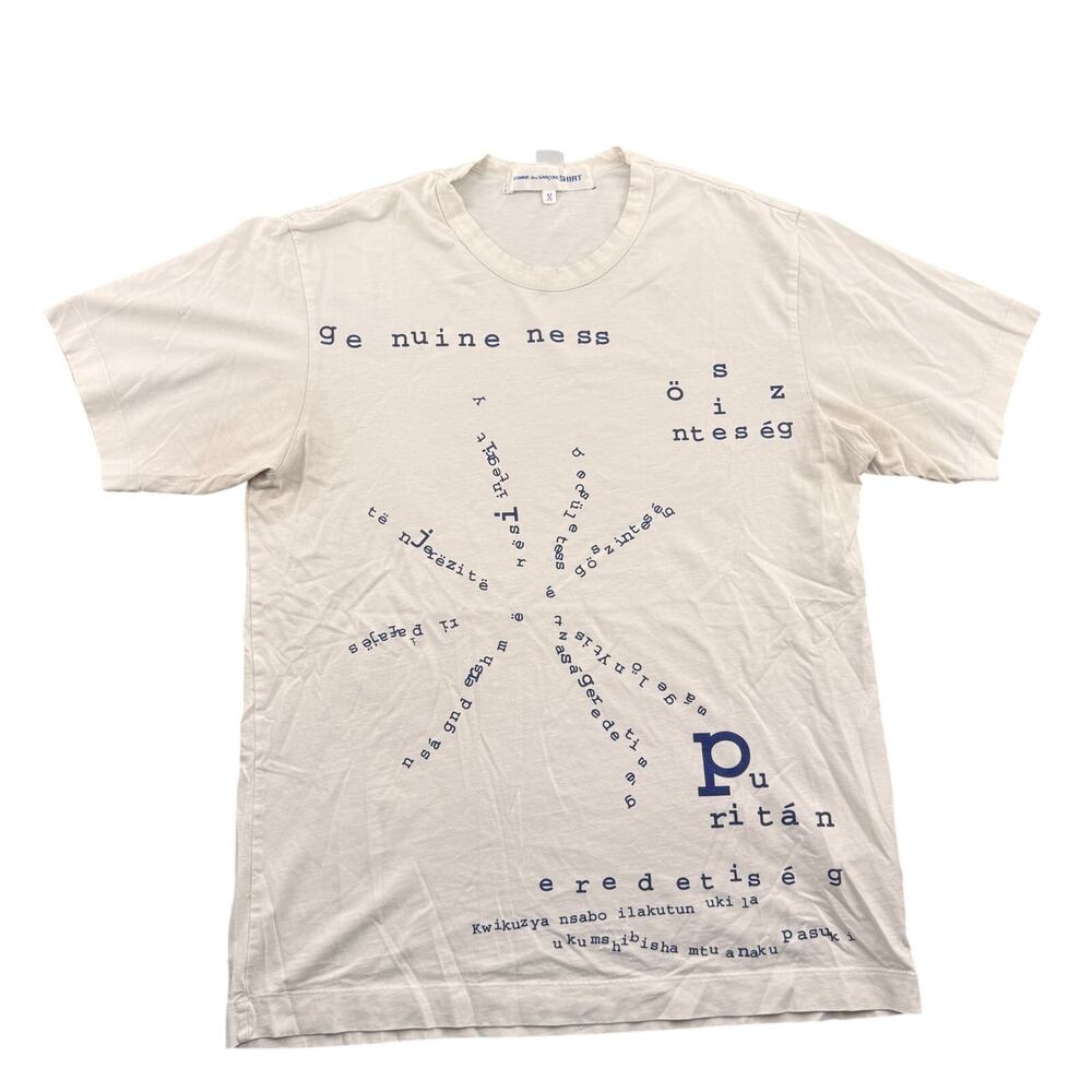 Comme des Garcons SHIRT Word Art Puzzle Distressed Tee Men's Medium Streetwear